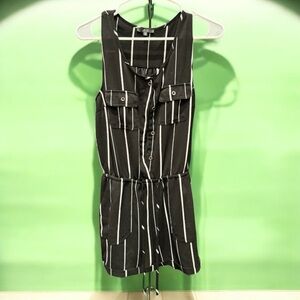 IRIS Black White Striped Jumpsuit romper MEDIUM Pit to pit 14in length 32in